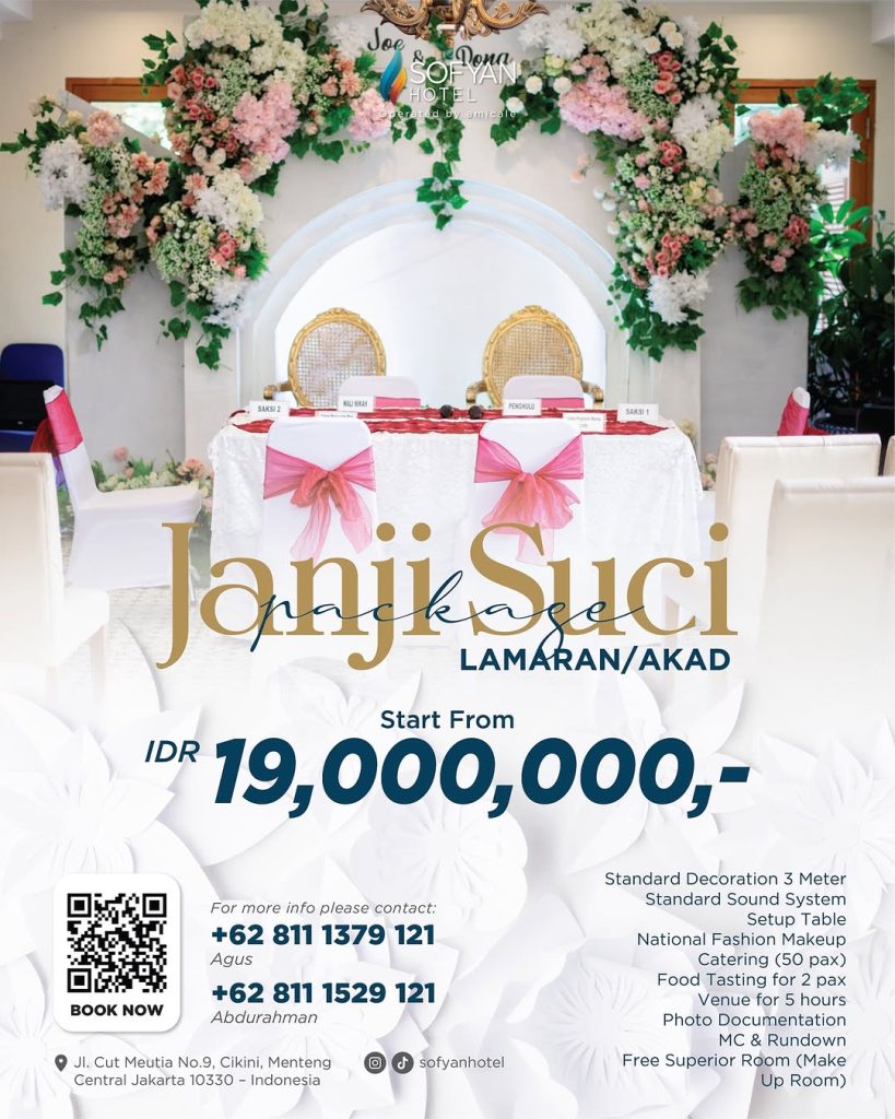 paket lamaran dan paket akad nikah sofyan hotel cut meutia jakarta pusat 2025